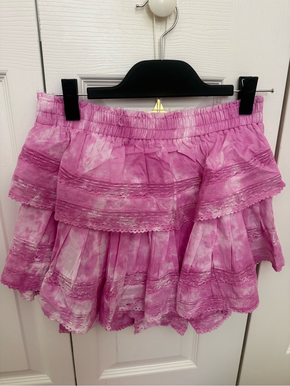 LoveShackFancy Ruffle Mini Skirt Begonia Hand Dye